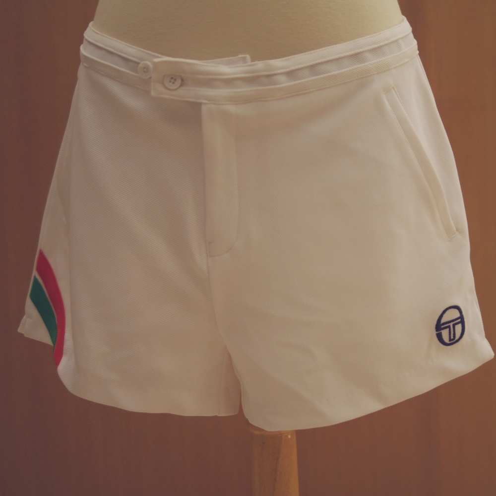 Sergio Tacchini White Vintage Mens Tennis Shorts L